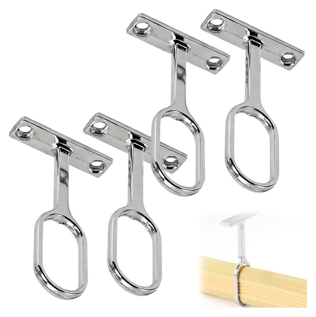 4 Stück Garderobenstange Oval Wandhalterung, Stangen Flansch Set Aus Metall Für Schrank Montage, Kleiderstangenhalter Für Wand Decke Gardinensta...