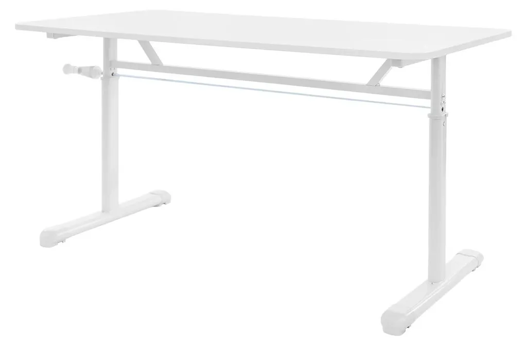 Bureau blanc 120cm charge 100kg plateau spacieux réglable en hauteur zen