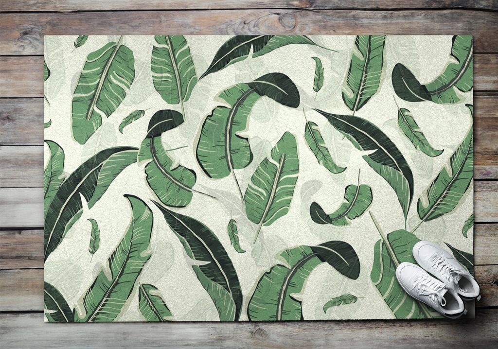 Fußmatte Aussen - Schuhmatte Haustür- Schmutzfangmatte Türvorleger - Outdoor Teppich Schmutzfänger - 150x100 cm - Natürliches Blatt