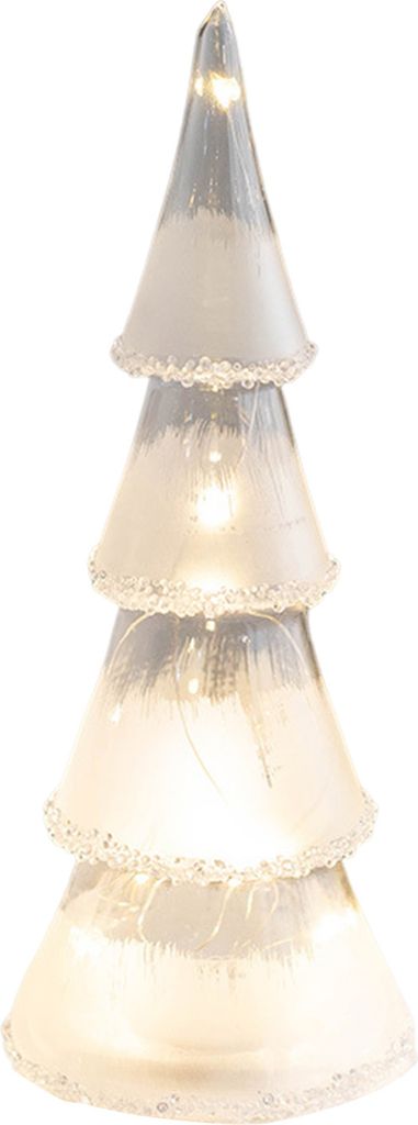 Weihnachtsbaum-Figur aus Glas, Tischdekoration mit LED-Lichtern, beleuchteter Baumkegel für Zuhause, Büro, Partys, Tischdekoration