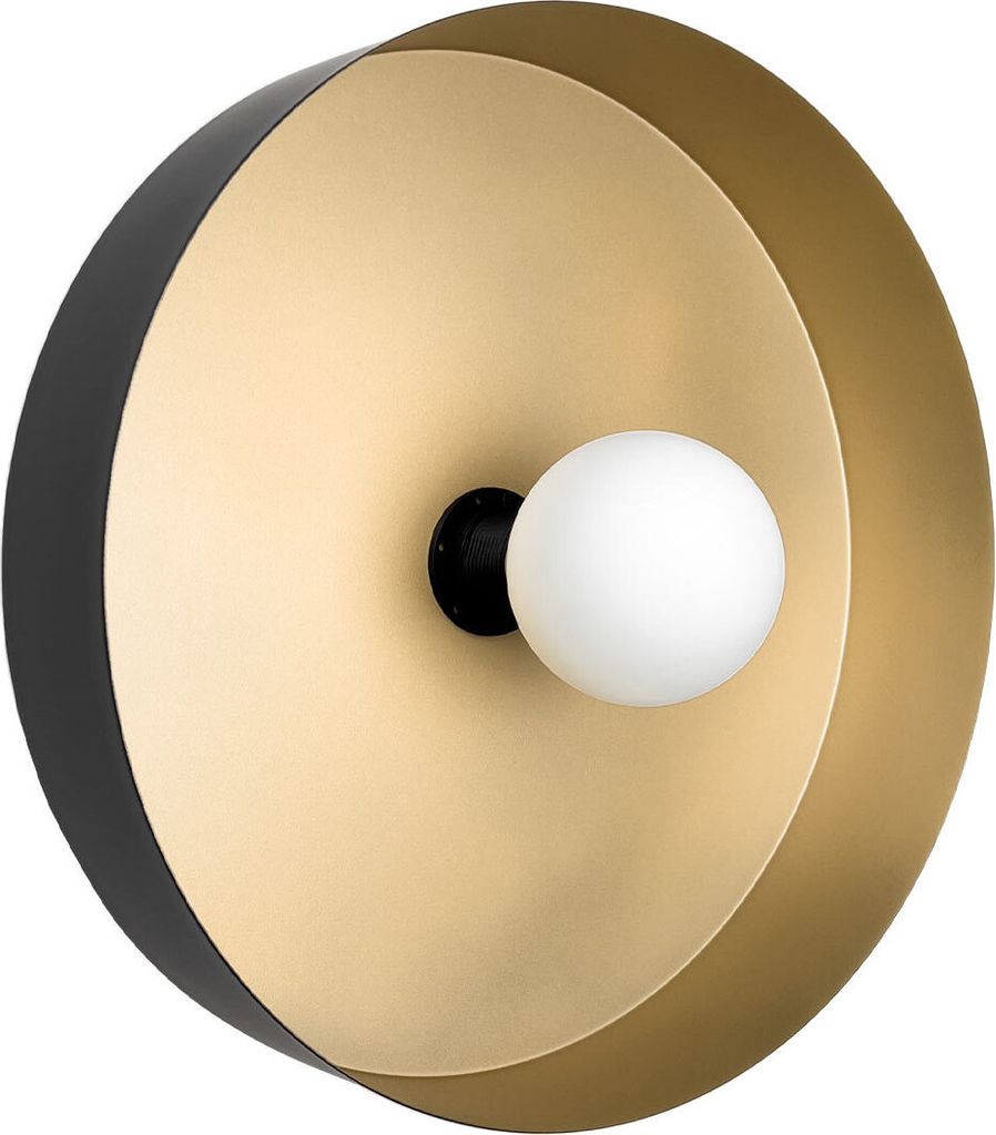 Wandlampe Gusseisen Echt-Messing E27 Ø 40 cm cm breit in Schwarz matt Gold rund Retro