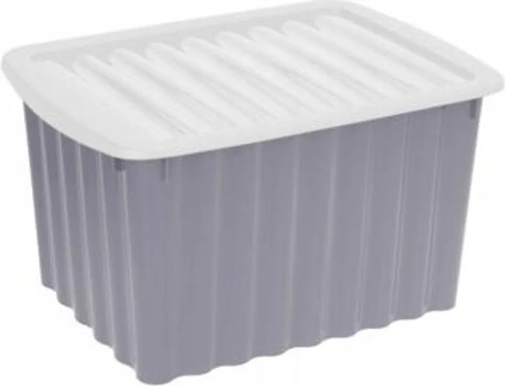 Boîte de rangement plastique moyenne avec couvercle, transparente - 2