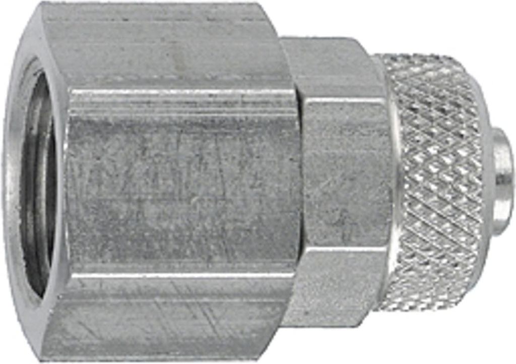 Riegler Gerade Aufschraubverschraubung, G 1/4 i., Schlauch 6/4, ES 1.4571