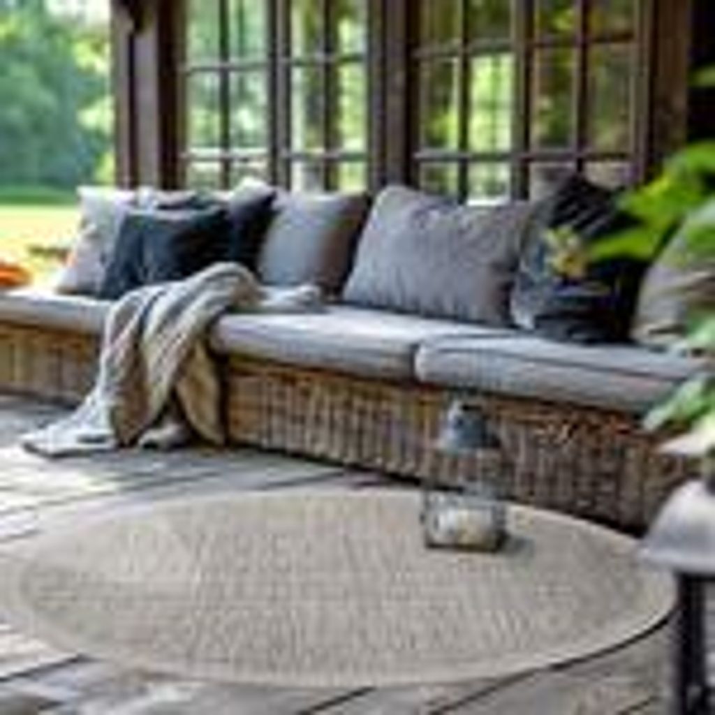 Outdoor Teppich Wetterfest Terrasse Balkon Garten Küchenteppich Einfarbiges Design Flachgewebe Sisal Look Waschbarer Teppich Verschiedene Große :...