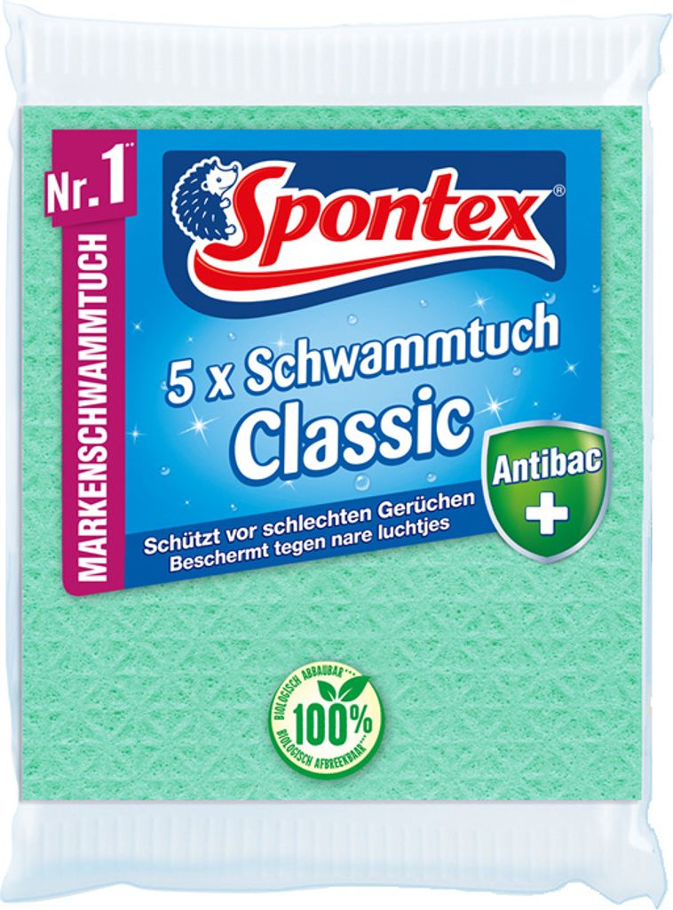 Spontex Tuch Schwammtuch Antibakterial classic 5er bestand Produktbild 