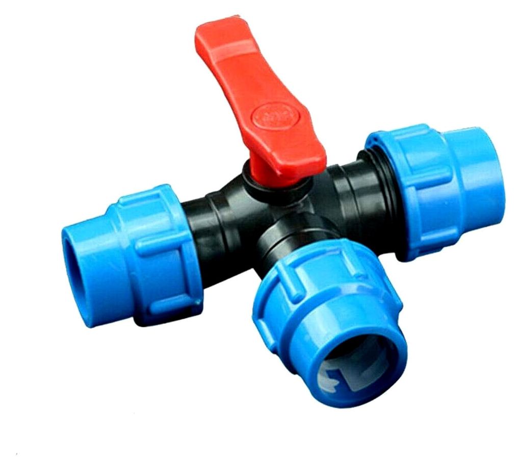 Kompressions-T-Shirt, 1 Stück, Wasser-Kompressionsverschraubung, Wasserrohr-T-Shirt für Gartenarbeit und landwirtschaftliche Bewässerung, 25 mm