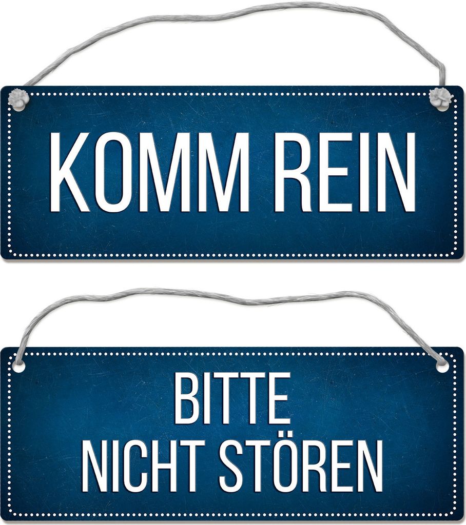 Blaues Bitte nicht stören - Komm rein Wendeschild mit Kordel Schild Dangler