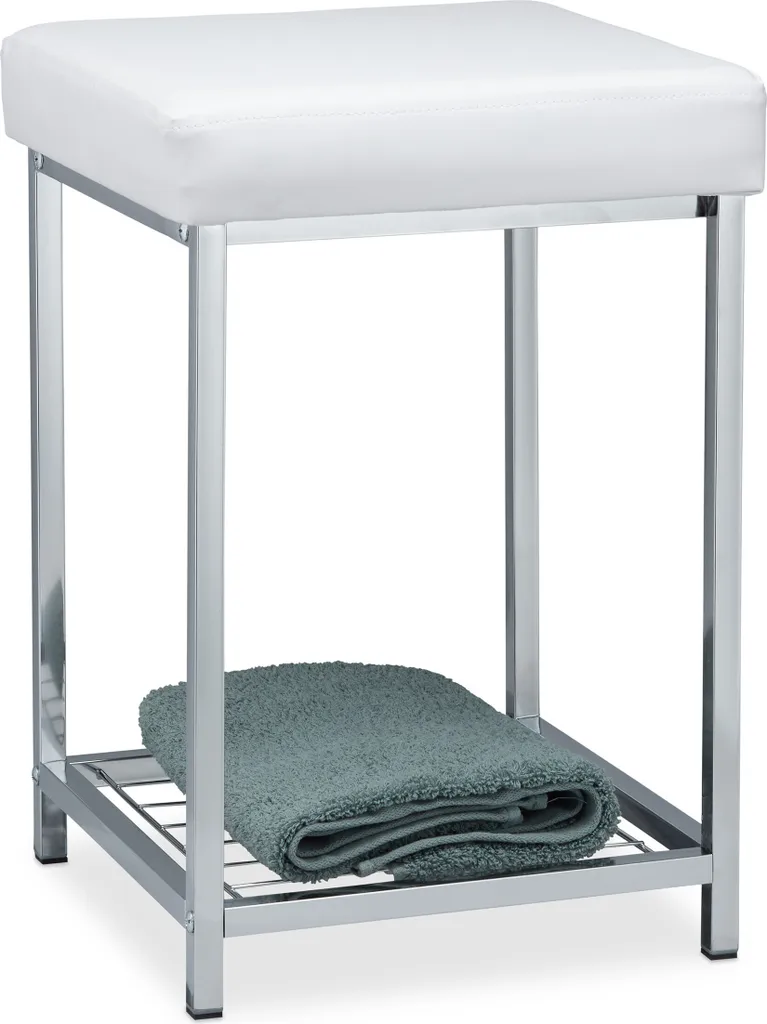 Tabouret Rembourré Blanc avec Tablette Amovible - Confort et Rangement