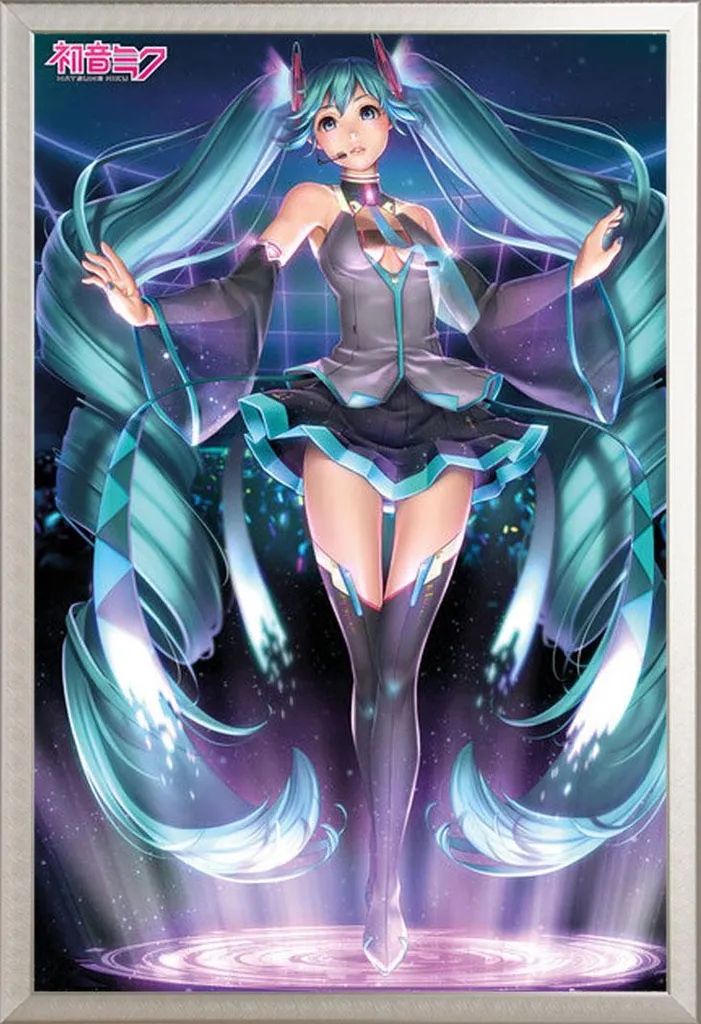 Affiche Hatsune Miku Encadrée en Aluminium Argenté Shinsuke Design