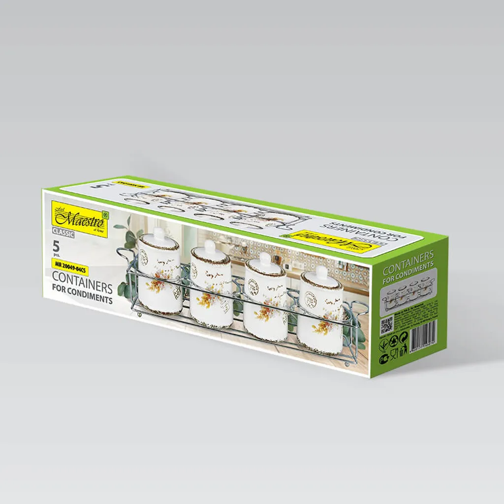 Maestro MR2004904CS Set 4 Contenitori Spezie in Ceramica con Supporto - 3