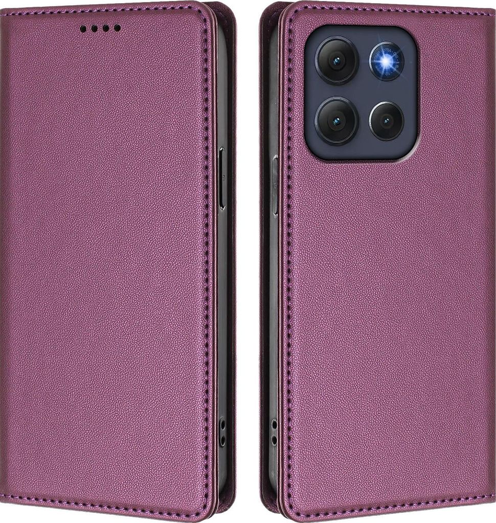 Handyhülle für Motorola Moto G86 Power, Kunstleder Klapphülle Stoßfeste Magnetische Hülle mit Ständer Lila