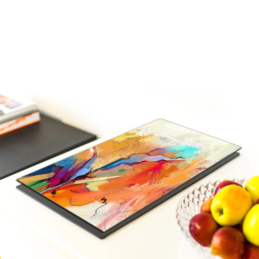 TMK Tagliere In Vetro Per Cucina 52x40 Cm - Copri Piano A Induzione E Decorazione Moderna, Design Erbe Aromatiche