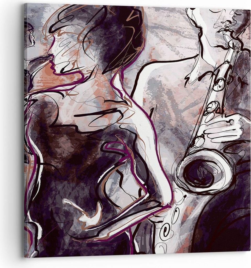 Bild auf Leinwand - Leinwandbild - Jazz Musik Musiker - 70x70cm - Wand Bild - Wanddeko - Wandbilder - Leinwanddruck - Bilder - Kunstdruck - Wanddek...