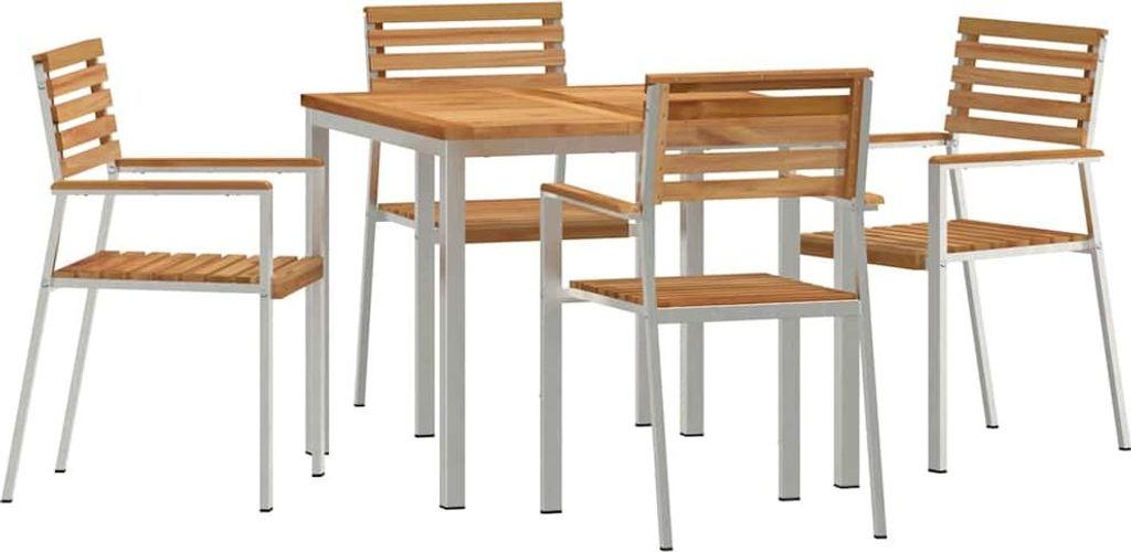 vidaXL Garten Essgruppe 5 pcs Braun Massivholz Teak