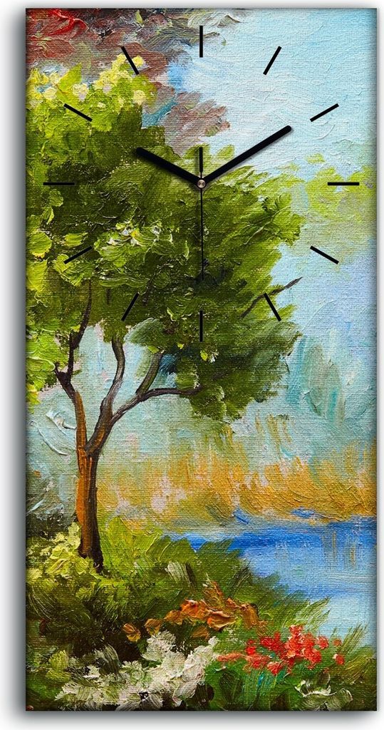 Dekor Leinwand Uhr Wandbilder 30x60 Malerei Abstrakte Blumen Wald Bäume Natur - schwarze Hände