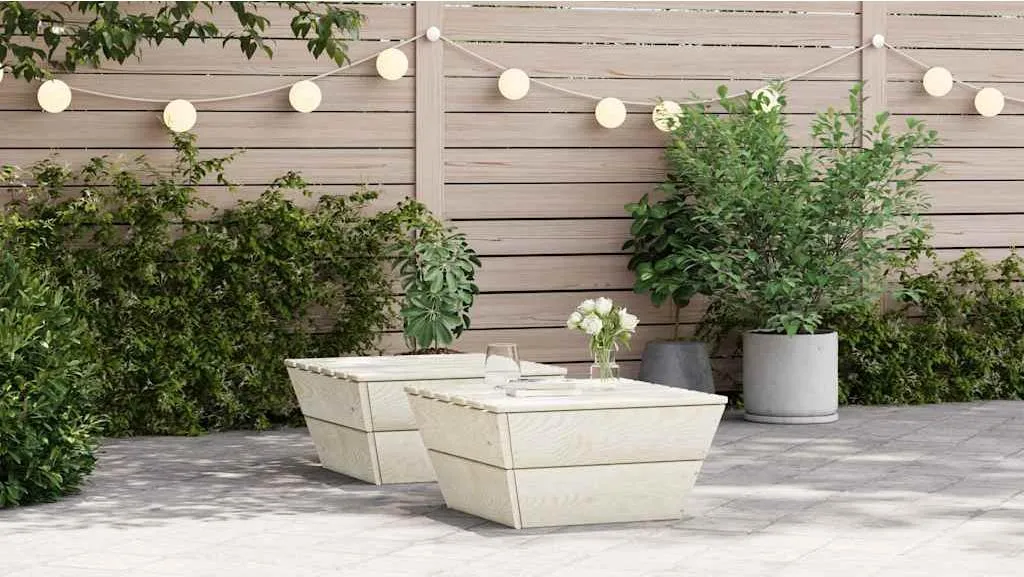 Tavolini Bassi da Esterno in Abete 60x60x30 cm - Set 2 Pezzi Legno Trattato