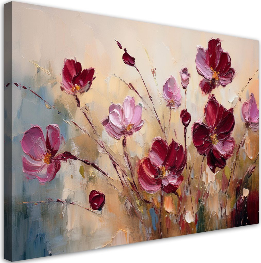 Leinwandbild Rote Mohnblumen 100x70 Feeby Violett bild für die wand bereit zum aufhängen