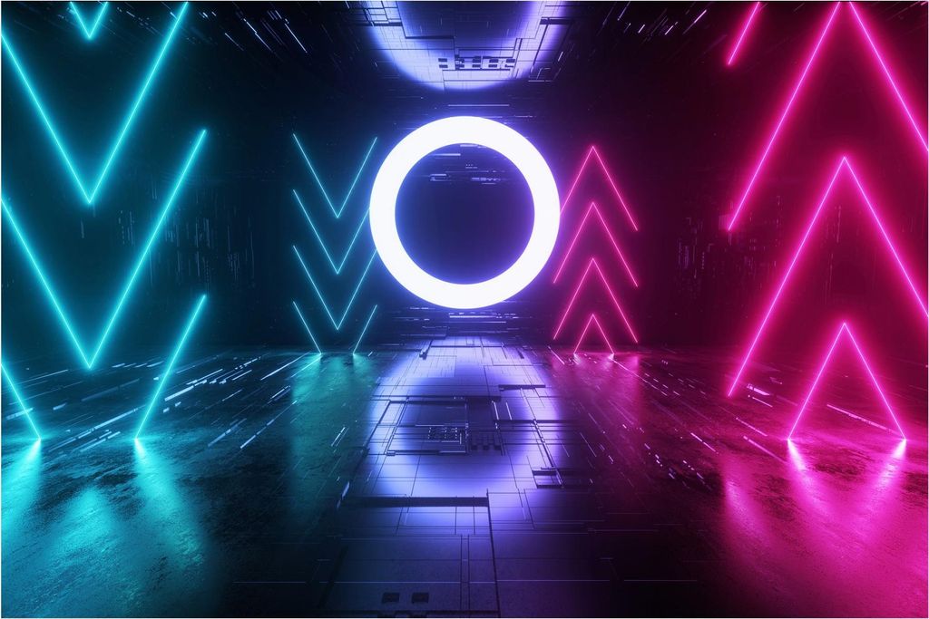 Fototapete mit Motiv - Vliestapete - Bildtapete UV-beständig Design blau Neon Art Wandtapete geruchsfrei