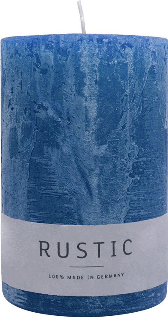 Stumpenkerze aus Paraffin, Nachtblau, Rustic, WENZEL, 110/70 mm, Brenndauer ca. 51h, selbstverlöschend