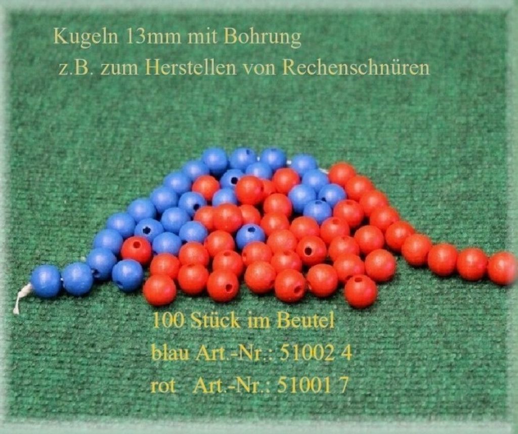 Holzkugeln 13mm mit Bohrung, blau, 100 Stück