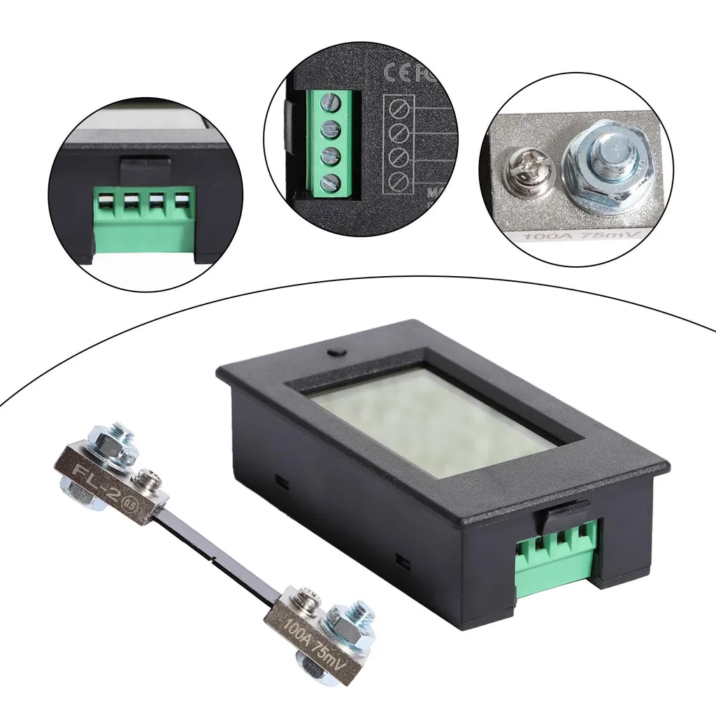Compteur d'Énergie DC 100A Testeur de Tension et Courant pour Batterie