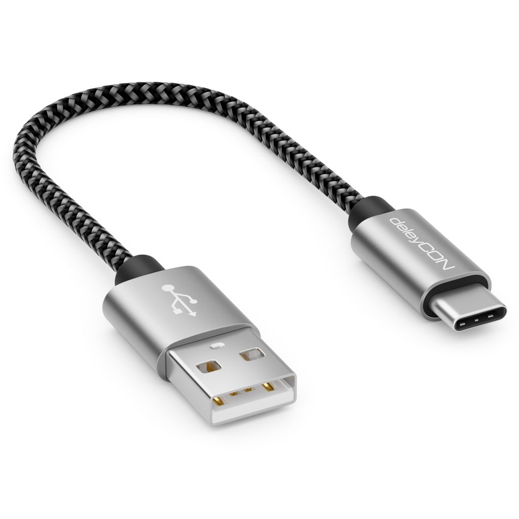deleyCON 0,15m Nylon USB-C Kabel Ladekabel