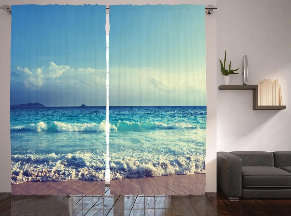 Rideau pour Chambre à Coucher Thème Mer Turquoise 280 x 225 cm