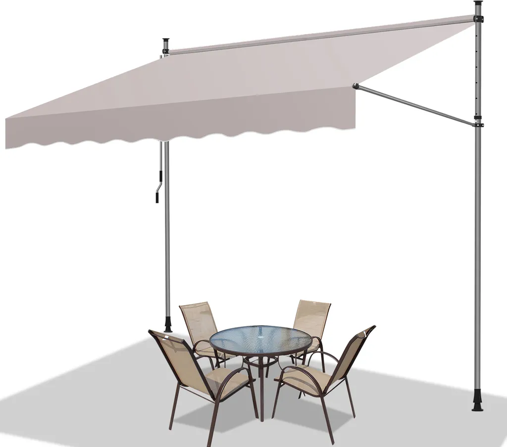 TolleTour Tenda da sole Tenda da sole con morsetti Tenda da sole per balcone Tende da sole resistenti ai raggi UV Tenda da sole con braccio articolato Beige 3,5 m