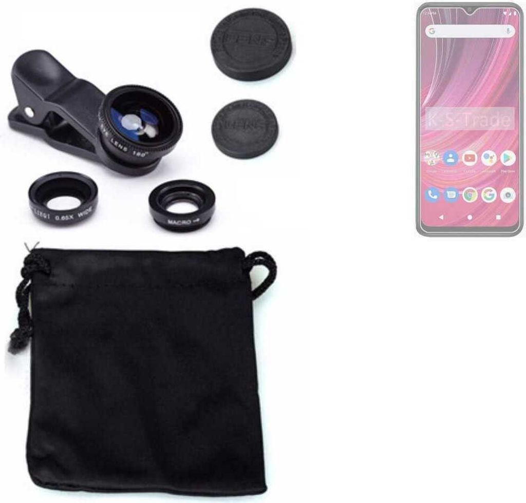 K-S-Trade Smartphone Kamera Linsen Set Kompatibel mit BLU F92e 5G 3in1 Clip-On Kamera Adapter Macro Weitwinkel FishEye Fischauge Objektiv Linse