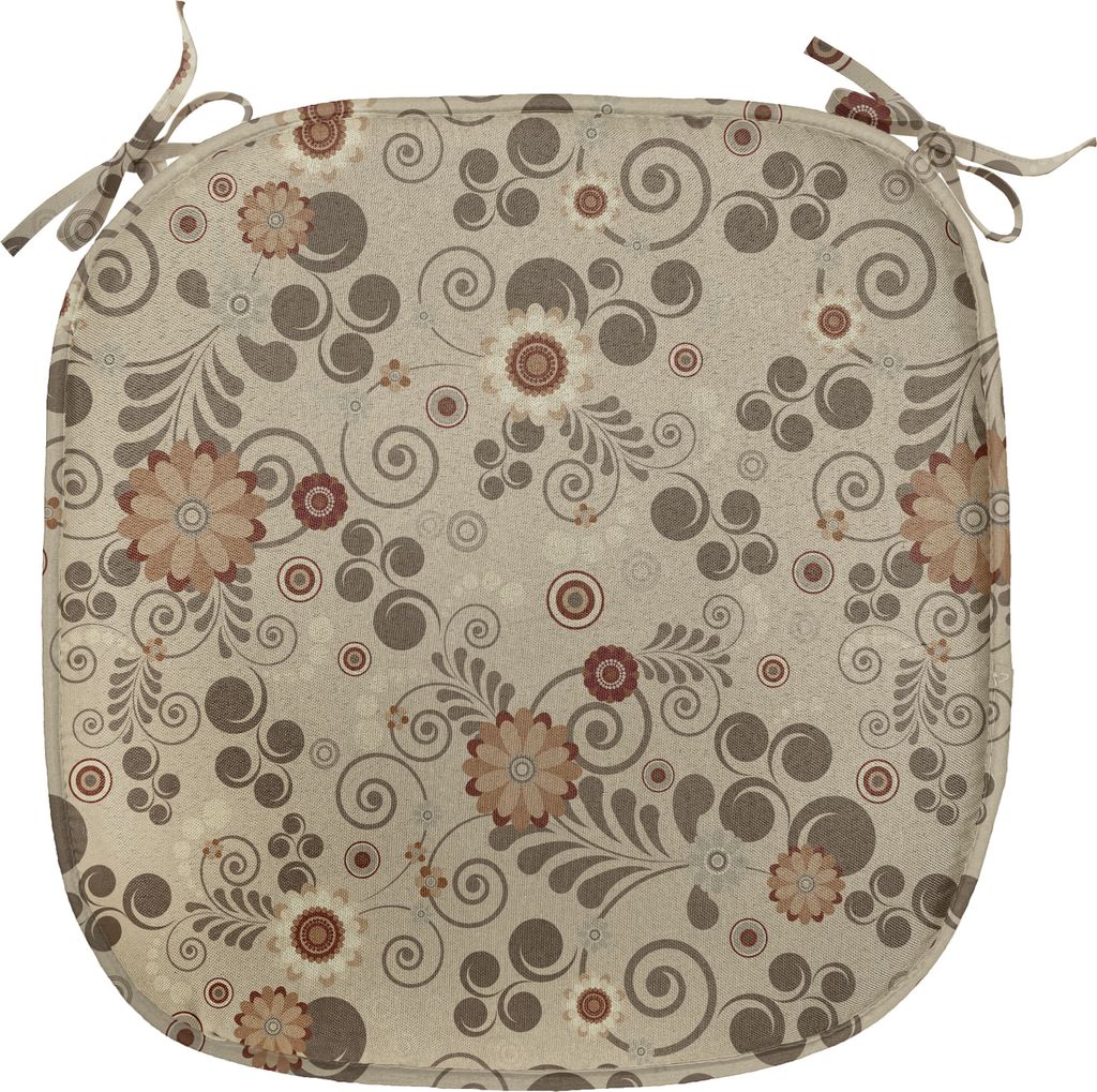 ABAKUHAUS Grunge Polster für Esszimmerstühle, Wirbels-Kurven und Punkte, Dekoratives wasserfestes Kissen mit Riemen für Küchensitze, 40 cm x 40...