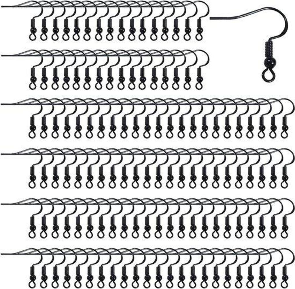 Oorbelhaken 100 stuks Verzilverd - Sieradenaccessoires für Ohrschmuck Herstellen - Schwarz - 18 x 19 mm - Für Selbstfertigung Schmuckkreationen