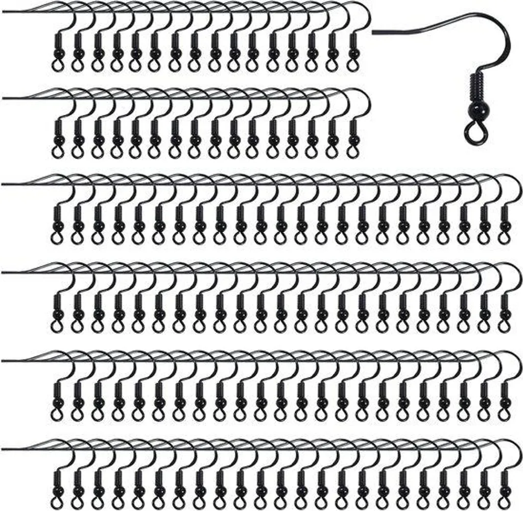 Crochets boucles d'oreilles noirs 100 pcs, fixations fiables pour bijoux