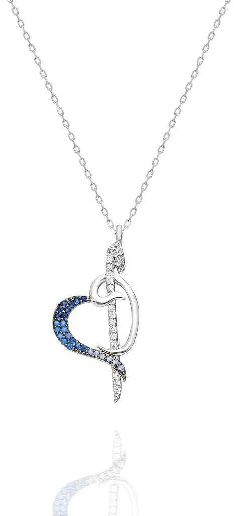 Bijou collier femme argent 925 rhodié avec pendentif symbolique bleu