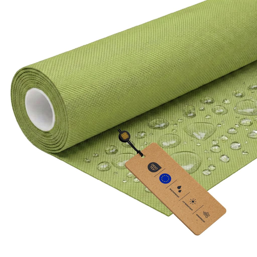 LOMIQ Polyesterstoff Wasserdicht, 100x150 cm, Hellgrün, 366 g/m2, Meterware Stoff Outdoor, Reißfest & Pflegeleicht, Material für Markisenstoff, ...