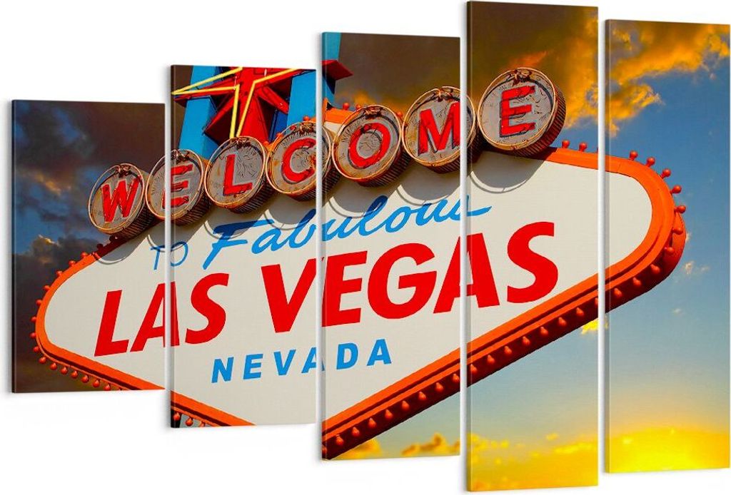 Bild auf Leinwand - Leinwandbild - Amerika bestimmungsort las vegas - 150x100cm - Wand Bild - Wanddeko - Leinwanddruck - Bilder - Kunstdruck - Lein...