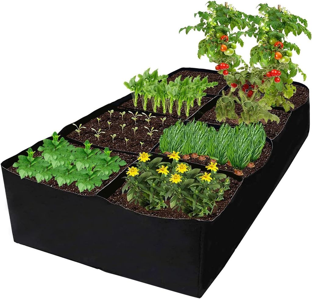 Pflanzsack mit 8 Fächern, Kartoffelsack zum Pflanzen, Pflanzsack Rechteckig für Blumen Gemüse, 180x90x30cm