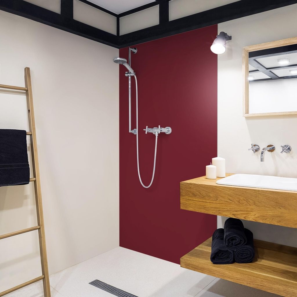 Duschrückwand mit Motiv selbstklebend - 0.35 mm Wandpaneel wasserfest Design rot Unifarben Badrückwand fugenlos Smart matt 100x190 cm