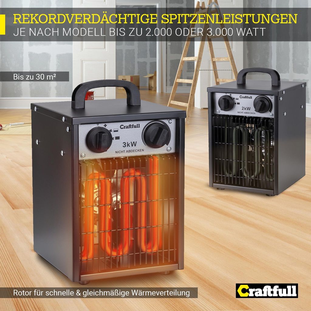 Craftfull Elektro Heizlüfter HL200 - 2000-3000 Watt - Produktbild 3