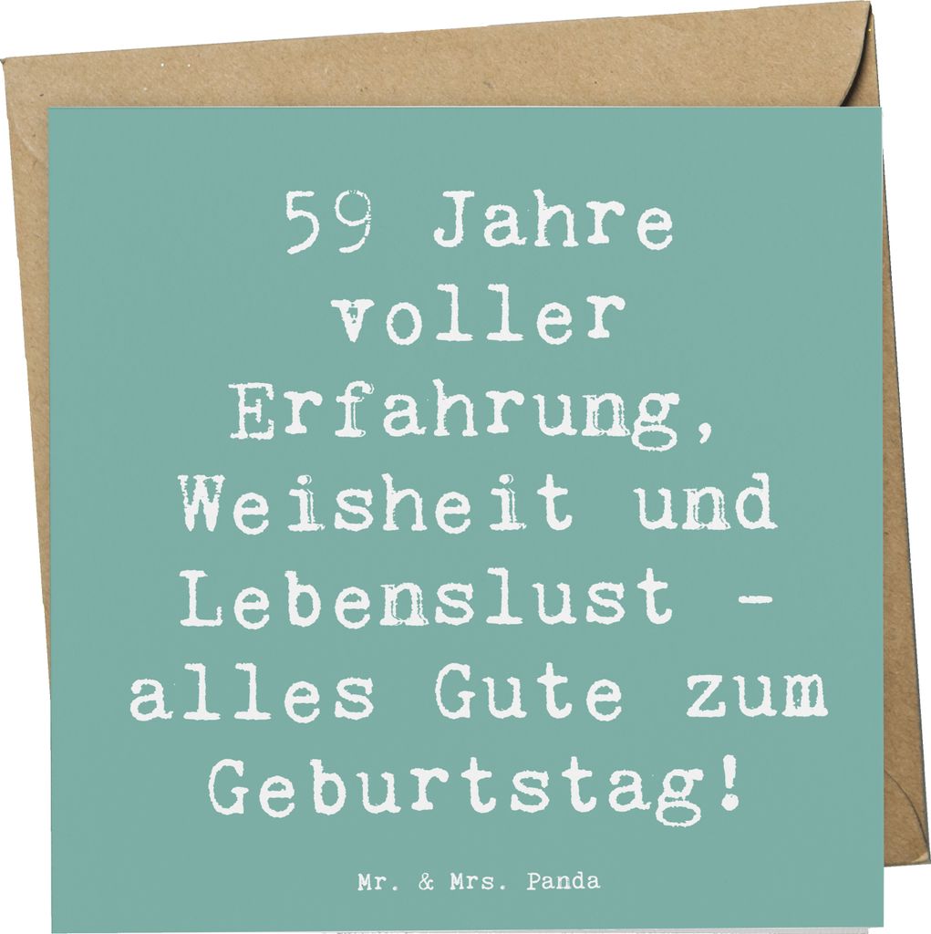 Mr. & Mrs. Panda doppelkarte Spruch 59. Geburtstag - Meeresbrise - Geschenk, Happy Birthday, Meilenstein, faltkarte, Alter, 59 Jahre alt, Klappkart...