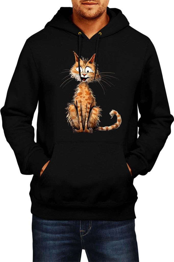 Herren Kapuzenpullover Funny Cats Breeds Cheetoh Cat, Man XL / Schwarz