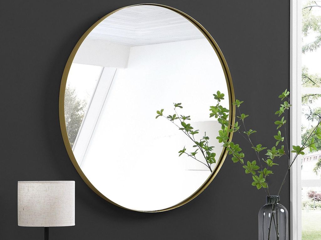 Runder Wandspiegel aus Metall - Durchmesser 80 cm - Farbe gold - JAFFREL