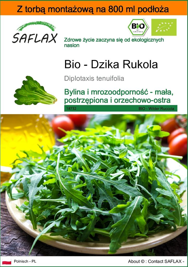 SAFLAX - Garden in the bag - Bio - Dzika Rukola - 1500 Zdjęcie produktu 