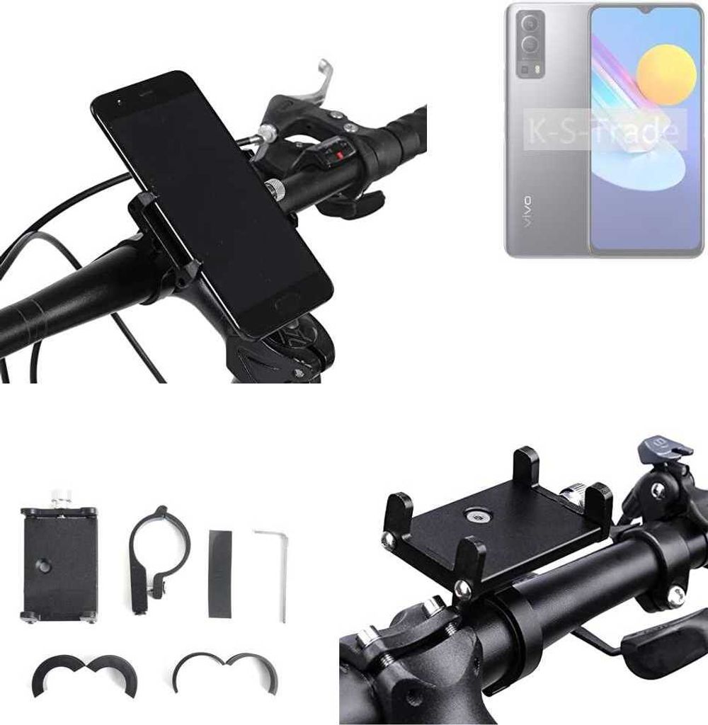 K-S-Trade Handyhalterung für das Fahrrad kompatibel mit Vivo Y72 5G Halter Lenkstange Fahrradhalterung Motorrad Bike Mount Befestigung Smartphone