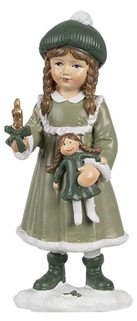 Clayre & Eef Dekorationsfigur Mädchen 13 cm Grün Polyresin Produktbild 