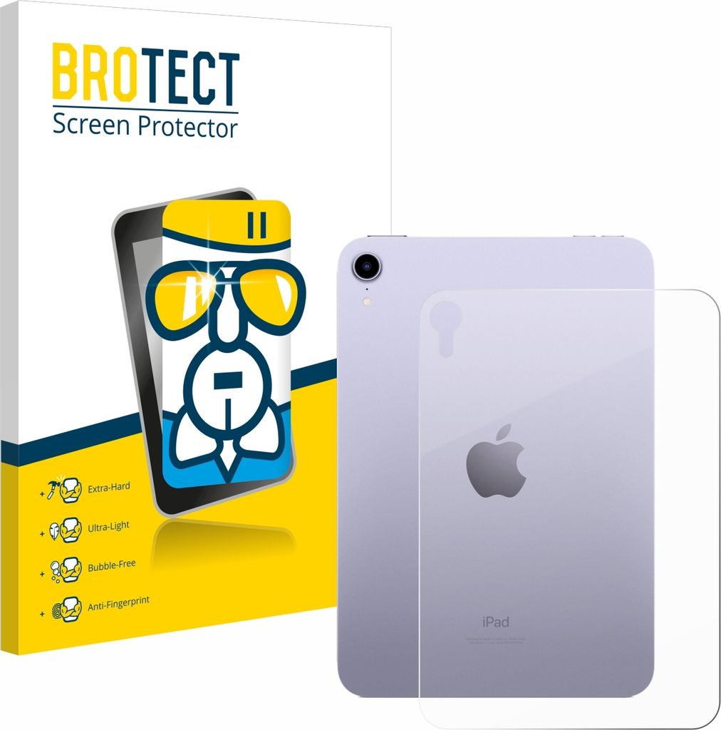 BROTECT Schutzglas für Apple iPad Mini 7 2024 (Rückseite) Schutzfolie Panzer Folie Glas Display Schutz klar
