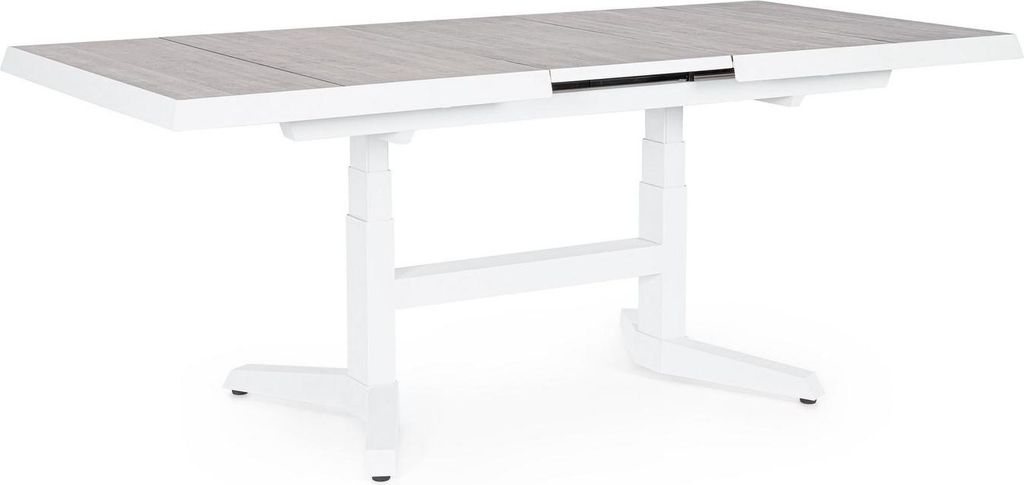 Tisch Robert 143-180 x 88 x 53-75 cm Aluminium Keramik Grau Weiß