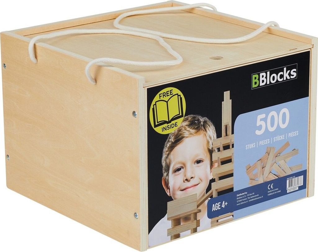 BBlocks Holz-Bausteine Set 500 Stück in Aufbewahrungsbox Produktbild 
