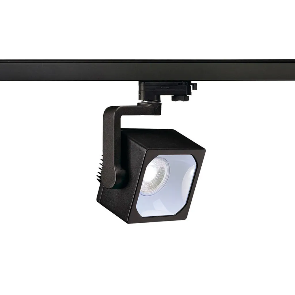 Spot Euro Cube 3000K CRI90 noir - Angle 60° pour rail 3P