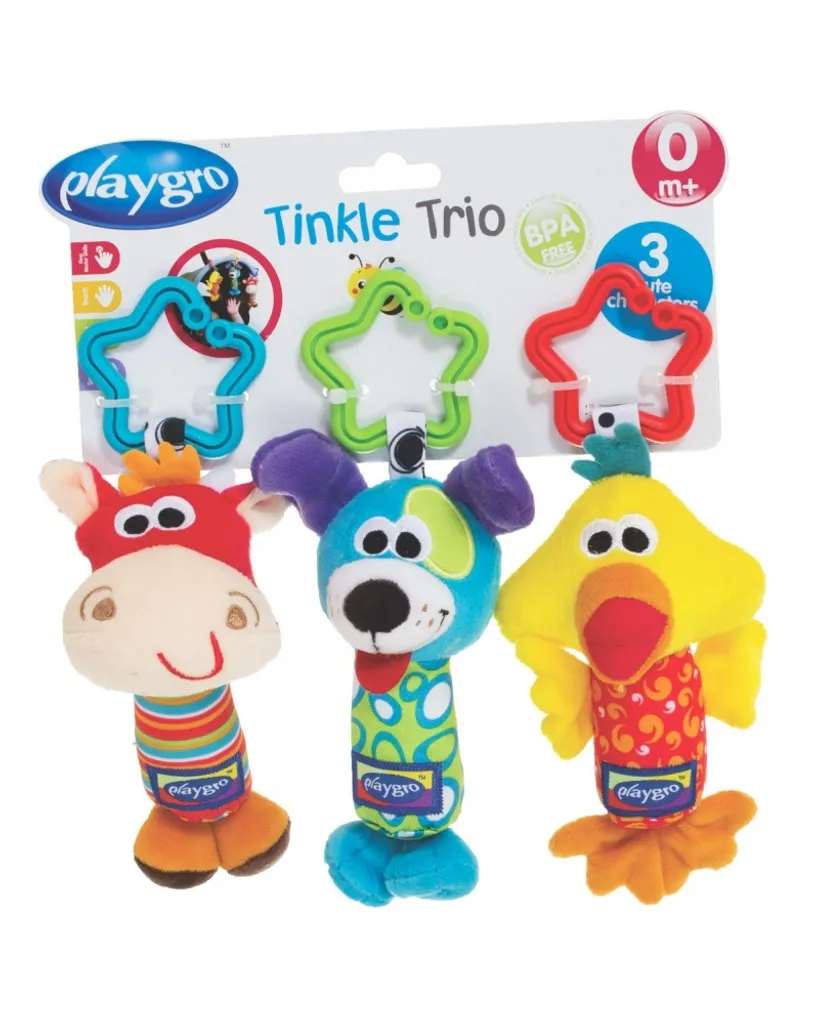 Playgro Jouets Suspendus de Voyage 3pcs - Trio d'Éveil pour Poussette