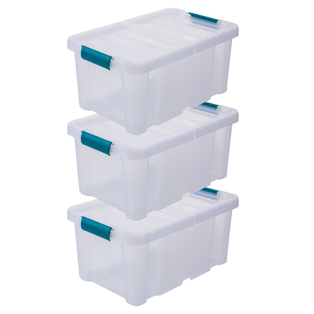 Aufbewahrungsbox mit Deckel Set groß Kunststoff Plastik Box Kiste Stapelbox 3 